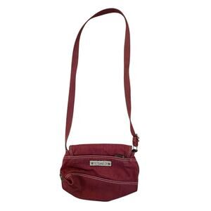 Vintage Fossil Red Corduroy Hippie Boho Granola Girl Crossbody Bag Small Size